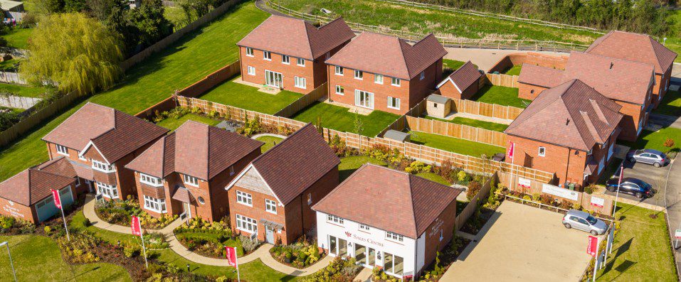 An aerial view of a residential area.