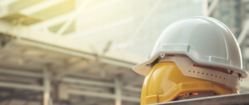 A construction worker wearing a hard hat.